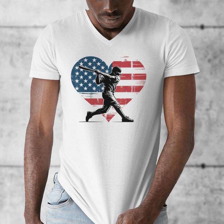 Valentines Baseball Batter Silhouette Heart Men Boys Kid Men's V-Neck T-Shirt Valentines Baseball Batter Silhouette Heart Men Boys Kid Men's V-Neck T-Shirt