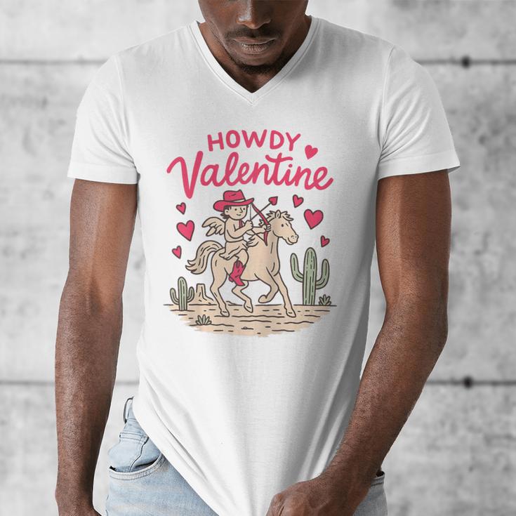 Valentine’s Day Western Life Cowboys Cupid Howdy Valentine Raglan Baseball Tee Men's V-Neck T-Shirt