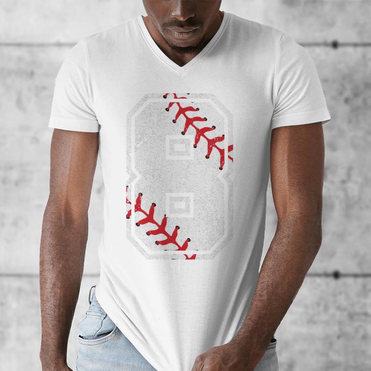 Vintage Baseball 8 Jersey Number 8 Men's V-Neck T-Shirt Vintage Baseball 8 Jersey Number 8 Men's V-Neck T-Shirt