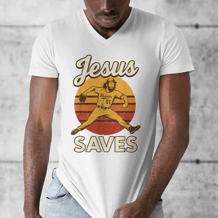 Youth Boy Baseball Jesus Saves Christian Baseball Religious Men's V-Neck T-Shirt Youth Boy Baseball Jesus Saves Christian Baseball Religious Men's V-Neck T-Shirt