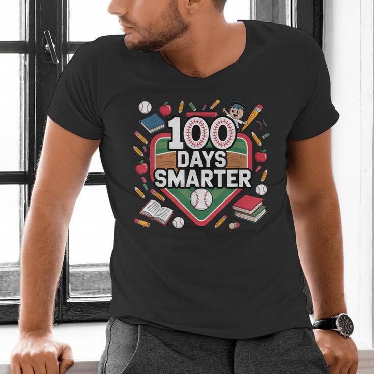 100 Day Baseball School Sports Kids Men's V-Neck T-Shirt