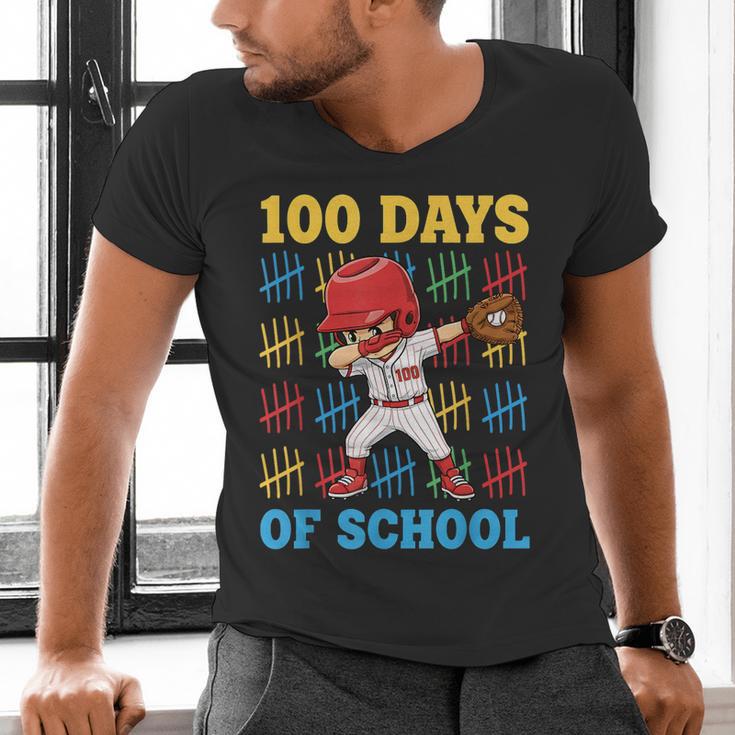 100 Days Of School Baseball Bat 100th Day Of School Boys Men's V-Neck T-Shirt 100 Days Of School Baseball Bat 100th Day Of School Boys Men's V-Neck T-Shirt