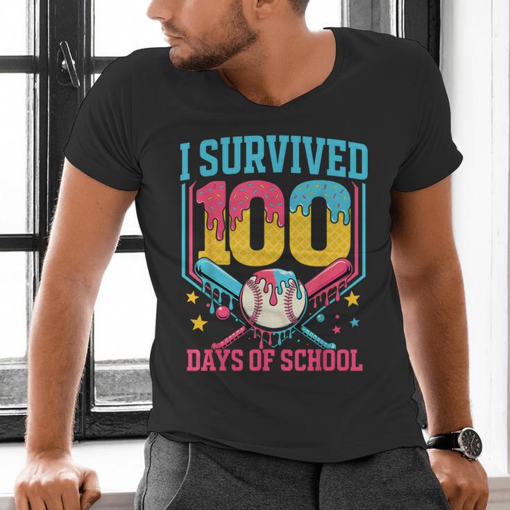 100 Days Of School Baseball Drip 100 Days Boy Girl Kids Men's V-Neck T-Shirt 100 Days Of School Baseball Drip 100 Days Boy Girl Kids Men's V-Neck T-Shirt