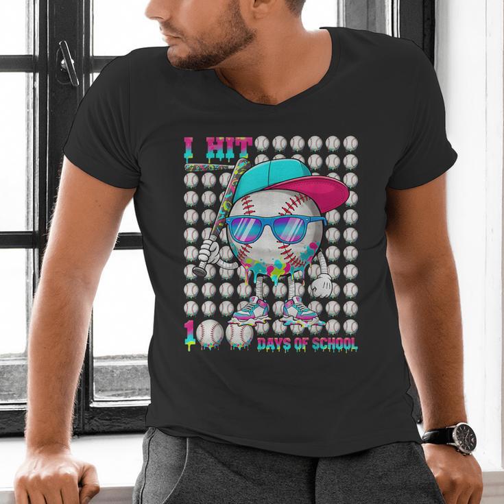 100 Days Of School Baseball Drip Ice Cream Boys Kids Men's V-Neck T-Shirt 100 Days Of School Baseball Drip Ice Cream Boys Kids Men's V-Neck T-Shirt
