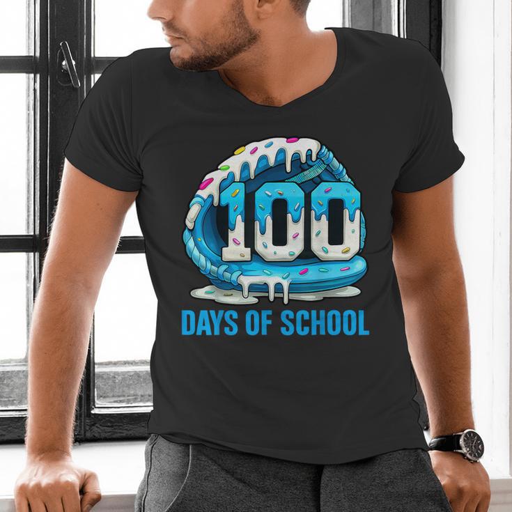 100 Days Of School Baseball Drip Ice Cream Kid Boy 100th Day Men's V-Neck T-Shirt 100 Days Of School Baseball Drip Ice Cream Kid Boy 100th Day Men's V-Neck T-Shirt