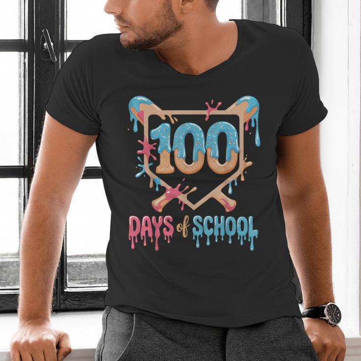 100 Days Of School Baseball Drip 100 Days Of School Men's V-Neck T-Shirt 100 Days Of School Baseball Drip 100 Days Of School Men's V-Neck T-Shirt
