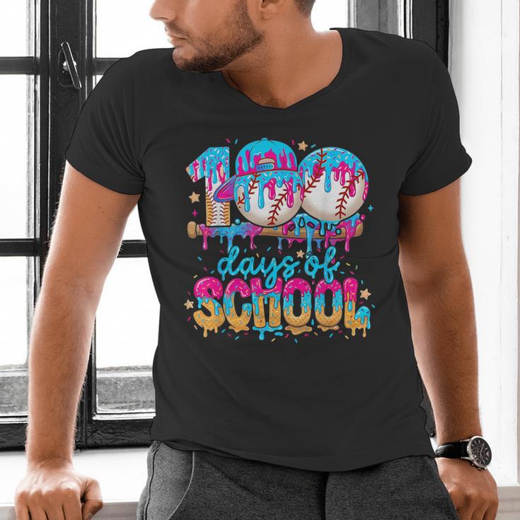 100 Days Of School Baseball Ice Cream For Boy Girl Kids Men's V-Neck T-Shirt 100 Days Of School Baseball Ice Cream For Boy Girl Kids Men's V-Neck T-Shirt
