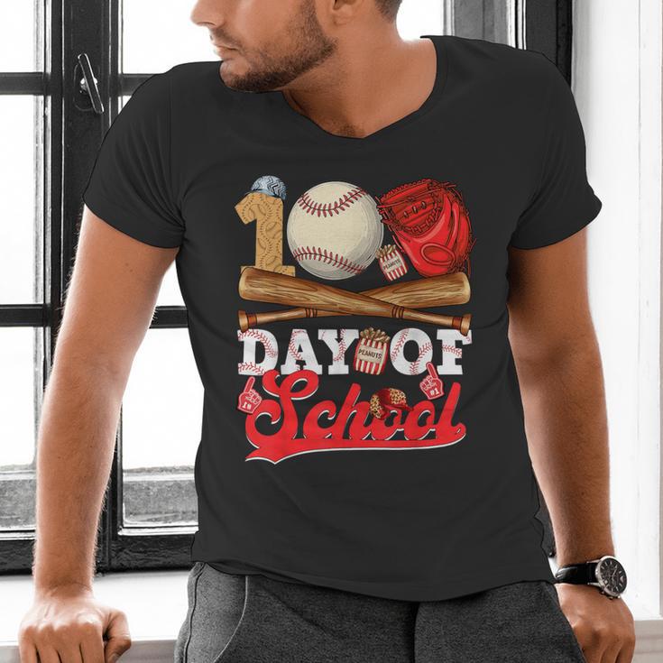 100 Days Of School Baseball Player Sports Game Teacher Kid Men's V-Neck T-Shirt 100 Days Of School Baseball Player Sports Game Teacher Kid Men's V-Neck T-Shirt