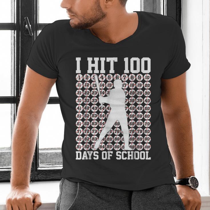 100 Days Of School Boys Kids 100th Day Balls For Baseball Men's V-Neck T-Shirt