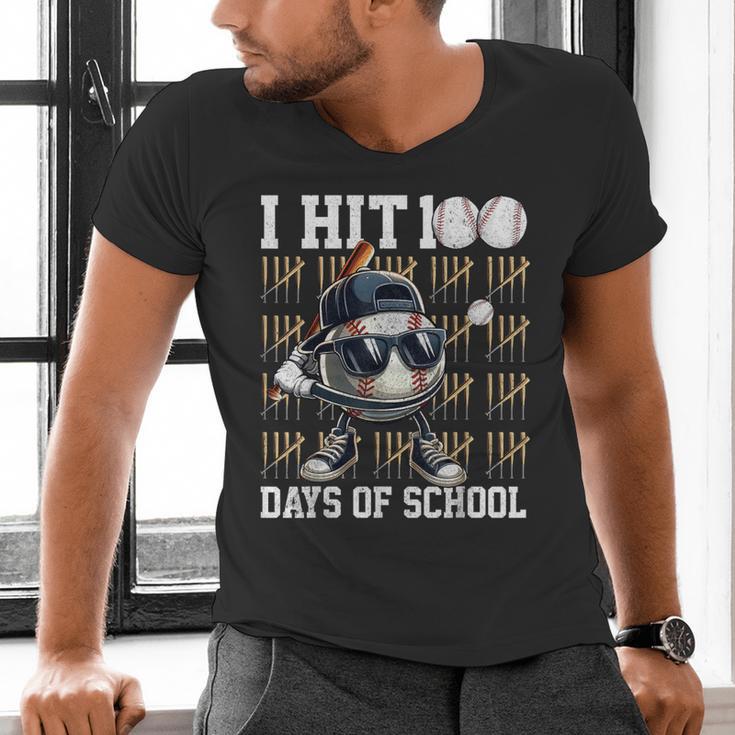 100 Days Of School Boys Kids 100th Day Balls Baseball Kids Men's V-Neck T-Shirt 100 Days Of School Boys Kids 100th Day Balls Baseball Kids Men's V-Neck T-Shirt