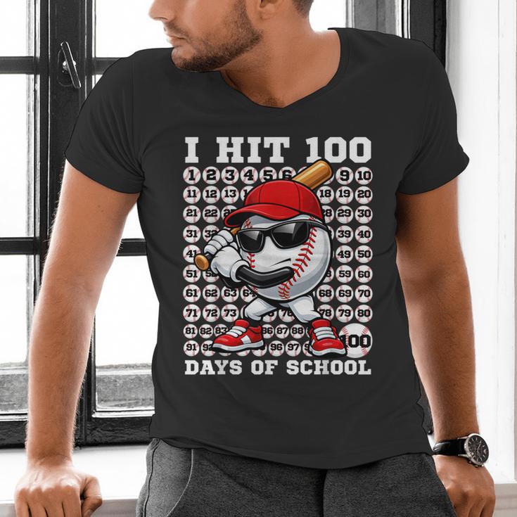 100 Days Of School Retro Baseball Sport For Boys Teachers Men's V-Neck T-Shirt 100 Days Of School Retro Baseball Sport For Boys Teachers Men's V-Neck T-Shirt