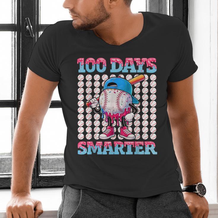 100 Days Smarter Baseball Drip Boys 100 Days Of School Kids Men's V-Neck T-Shirt
