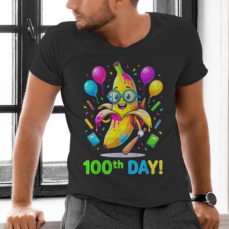 100th Day Of School Banana Baseball Drip For Kids Youth Girl Men's V-Neck T-Shirt 100th Day Of School Banana Baseball Drip For Kids Youth Girl Men's V-Neck T-Shirt