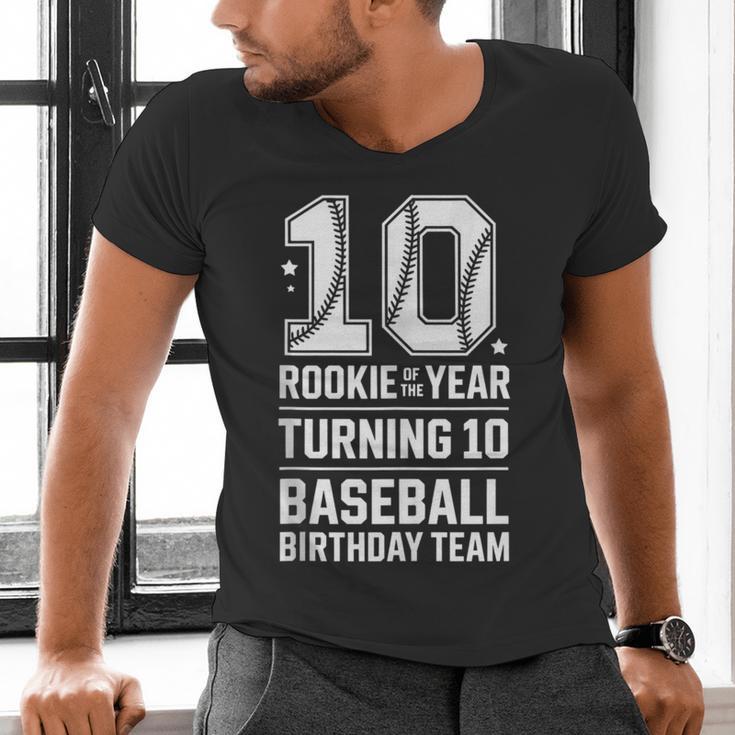 10th Birthday Rookie Of The Year Baseball Double Digit Humor Men's V-Neck T-Shirt
