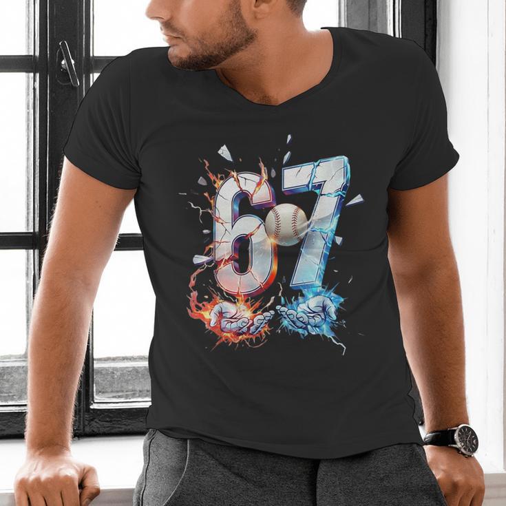 6 7 Baseball Six Seven Meme 67 Hands Kids Men Women Men's V-Neck T-Shirt