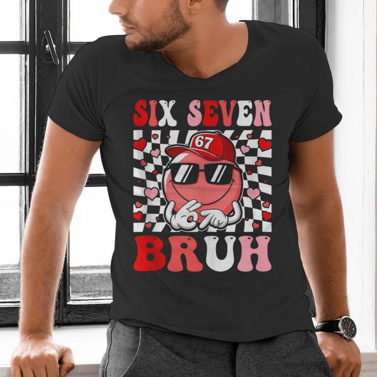 6 7 Bruh Six Seven Valentine Heart Baseball Men's V-Neck T-Shirt