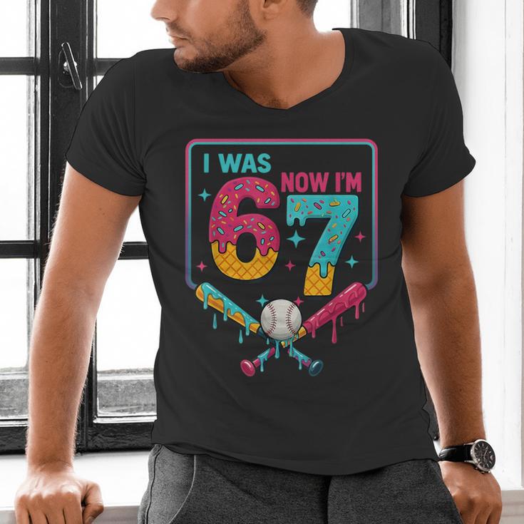 I Was 6 Now Im 7 Ice Cream Drip Baseball For Men Women Kids Men's V-Neck T-Shirt