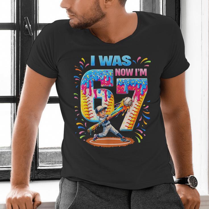 I Was 6 Now I'm 7 Baseball Birthday Boy For Teens Kids Men's V-Neck T-Shirt I Was 6 Now I'm 7 Baseball Birthday Boy For Teens Kids Men's V-Neck T-Shirt
