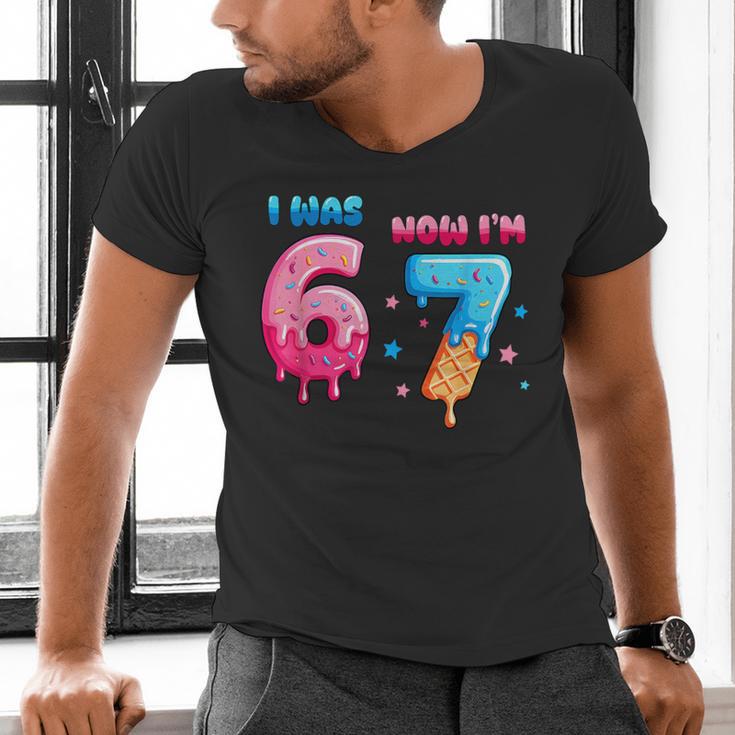 I Was 6 Now I'm 7 Birthday Baseball Drip For Boys Kid Men's V-Neck T-Shirt I Was 6 Now I'm 7 Birthday Baseball Drip For Boys Kid Men's V-Neck T-Shirt