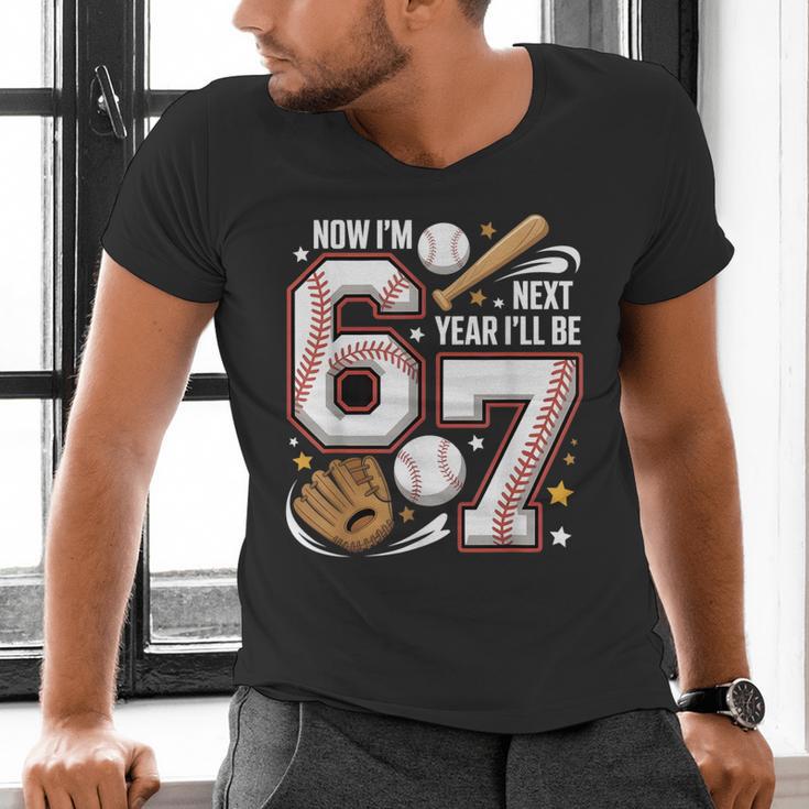 6 Year Old Birthday 67 Trend Baseball Now I’m 6 Next Year 7 Men's V-Neck T-Shirt