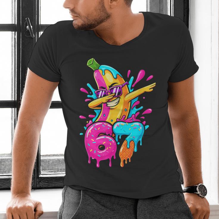 67 Baseball Dabbing Banana 6 7 Dripping Ice Cream Meme Men's V-Neck T-Shirt 67 Baseball Dabbing Banana 6 7 Dripping Ice Cream Meme Men's V-Neck T-Shirt