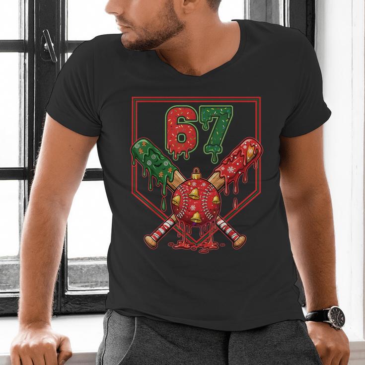 67 Baseball Drip Christmas Meme Six Seven Gen Alpha Slang Men's V-Neck T-Shirt