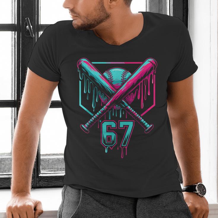 67 Baseball Drip Six Seven Gen Alpha Slag Men's V-Neck T-Shirt 67 Baseball Drip Six Seven Gen Alpha Slag Men's V-Neck T-Shirt