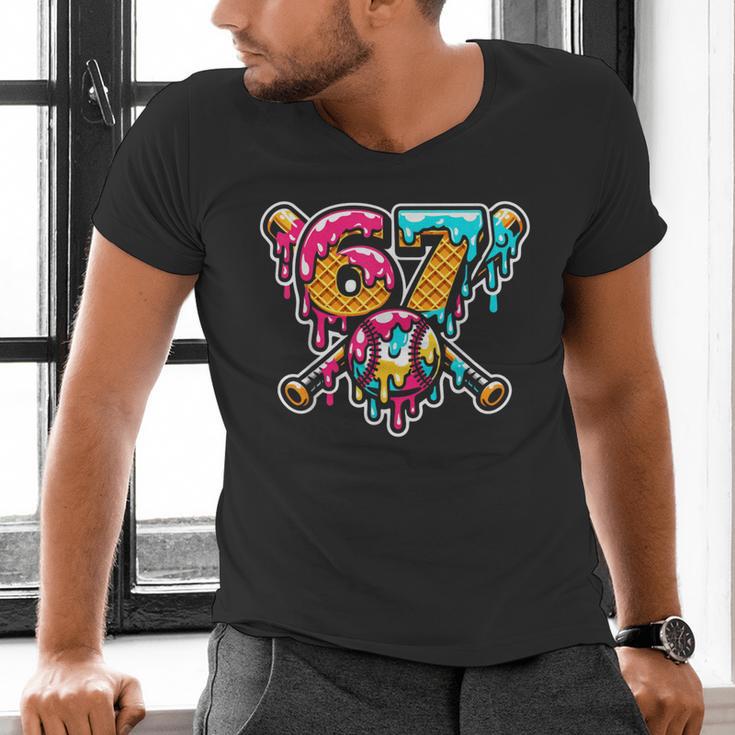 67 Baseball Ice Cream Drip Number Men's V-Neck T-Shirt 67 Baseball Ice Cream Drip Number Men's V-Neck T-Shirt
