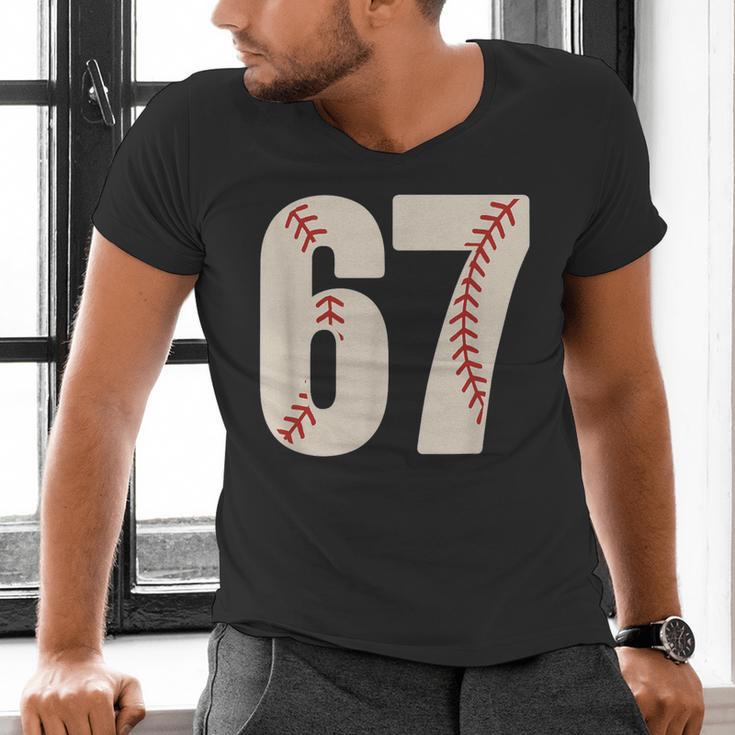 67 Baseball Six Seven 6 7 Meme 67 Men's V-Neck T-Shirt
