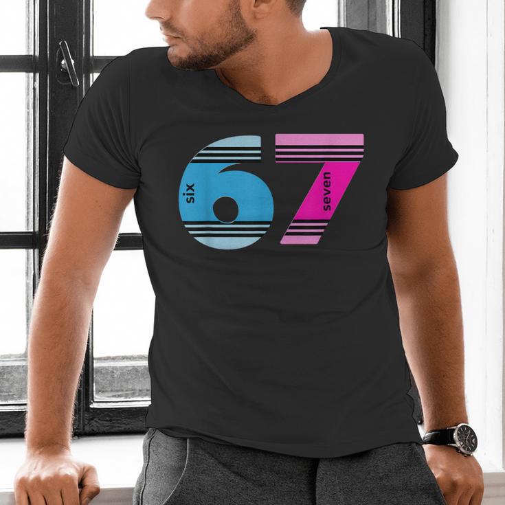 67 Crayon Cool Baseball Crayon 6 7 67 Men's V-Neck T-Shirt