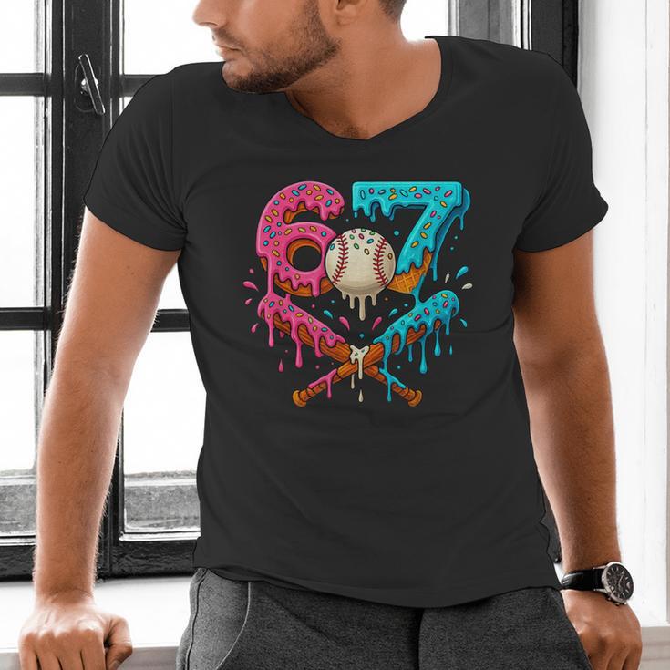 67 Ice Cream Drip Baseball Meme – Six Seven Gen Alpha Men's V-Neck T-Shirt 67 Ice Cream Drip Baseball Meme – Six Seven Gen Alpha Men's V-Neck T-Shirt