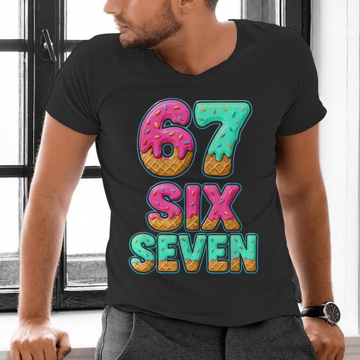 67 Ice Cream Drip Baseball Six Seven 6-7 Meme Teen Boy Men's V-Neck T-Shirt