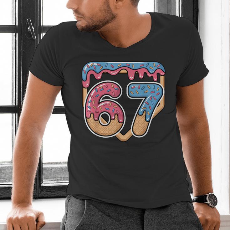 67 Ice Cream Drip Meme Baseball Men's V-Neck T-Shirt 67 Ice Cream Drip Meme Baseball Men's V-Neck T-Shirt