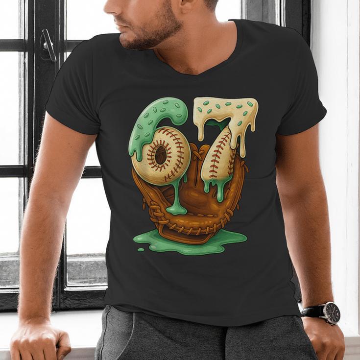 67 Ice Cream Drip Six Seven Baseball Men's V-Neck T-Shirt 67 Ice Cream Drip Six Seven Baseball Men's V-Neck T-Shirt