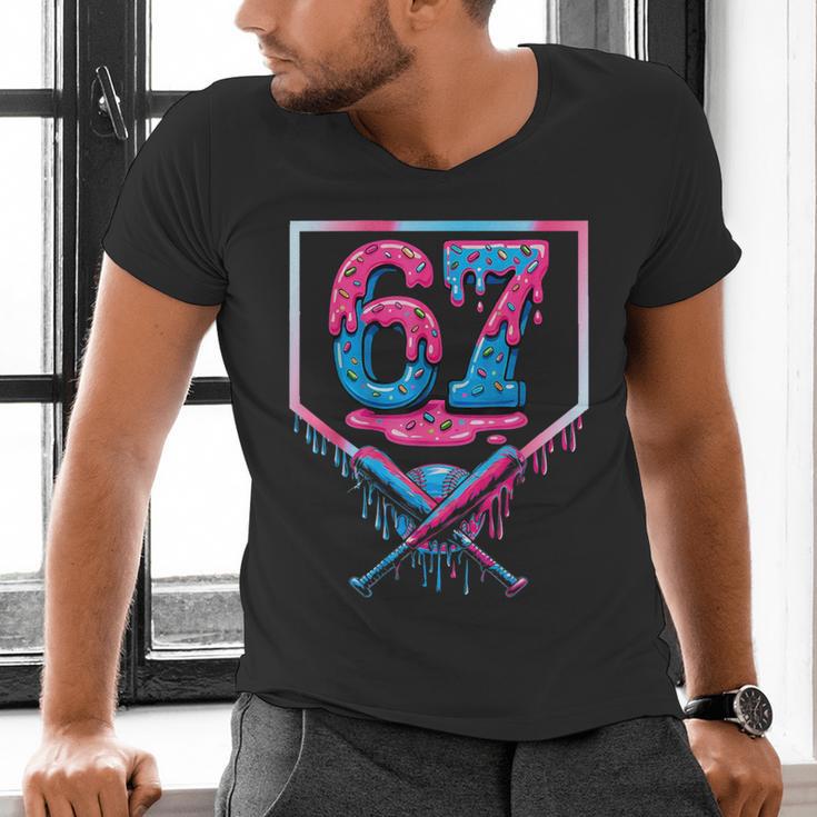 67 Six Seven Baseball Ice Cream Drip Cool Meme 67 Men's V-Neck T-Shirt 67 Six Seven Baseball Ice Cream Drip Cool Meme 67 Men's V-Neck T-Shirt