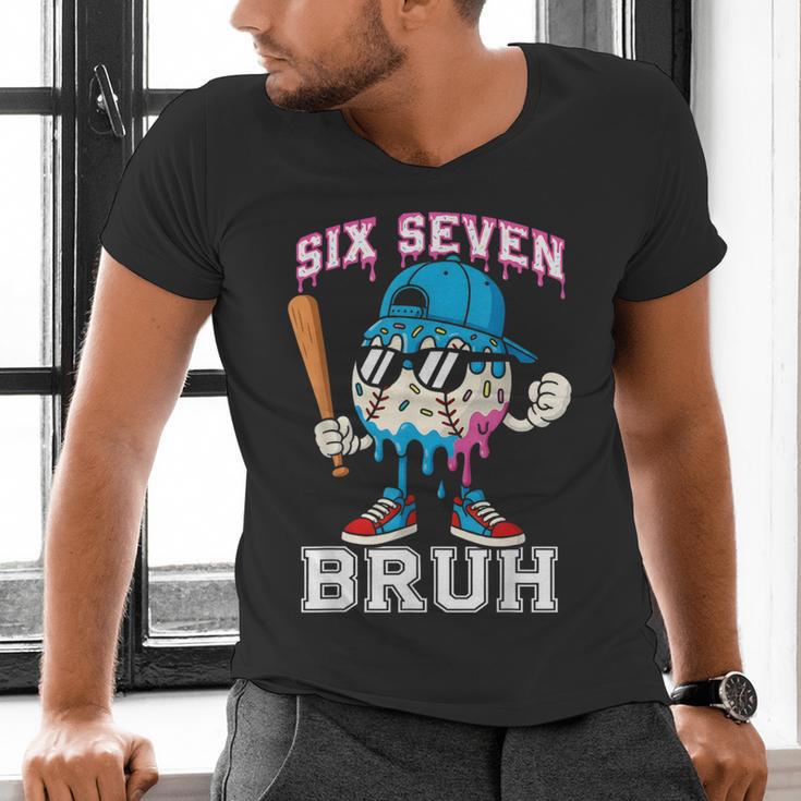 67 Six Seven Baseball Ice Cream Drip Number 67 Player Men's V-Neck T-Shirt 67 Six Seven Baseball Ice Cream Drip Number 67 Player Men's V-Neck T-Shirt
