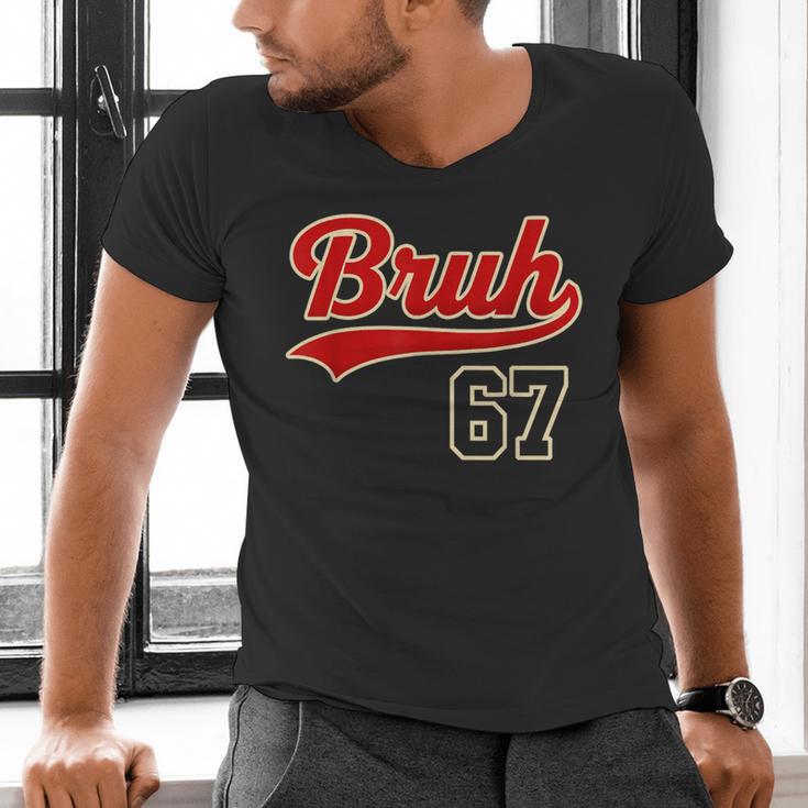 67 Six Seven Bruh Meme Baseball Vintage Style Men Boys Men's V-Neck T-Shirt 67 Six Seven Bruh Meme Baseball Vintage Style Men Boys Men's V-Neck T-Shirt
