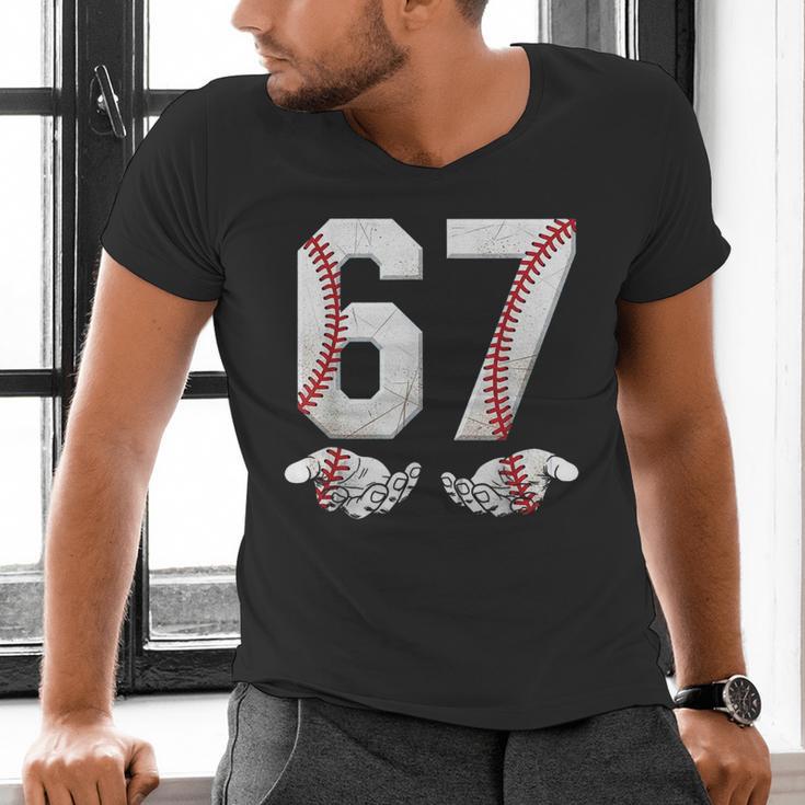67 Six Seven Number 6 7 Meme Baseball Six Seven For Boys Men Men's V-Neck T-Shirt 67 Six Seven Number 6 7 Meme Baseball Six Seven For Boys Men Men's V-Neck T-Shirt