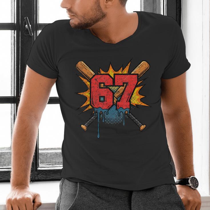 67 Sports Meme – Baseball Bats Number 6 7 Men's V-Neck T-Shirt 67 Sports Meme – Baseball Bats Number 6 7 Men's V-Neck T-Shirt