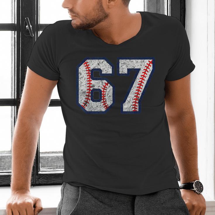 67 Sports Meme – Baseball Number 6 7 Men's V-Neck T-Shirt 67 Sports Meme – Baseball Number 6 7 Men's V-Neck T-Shirt