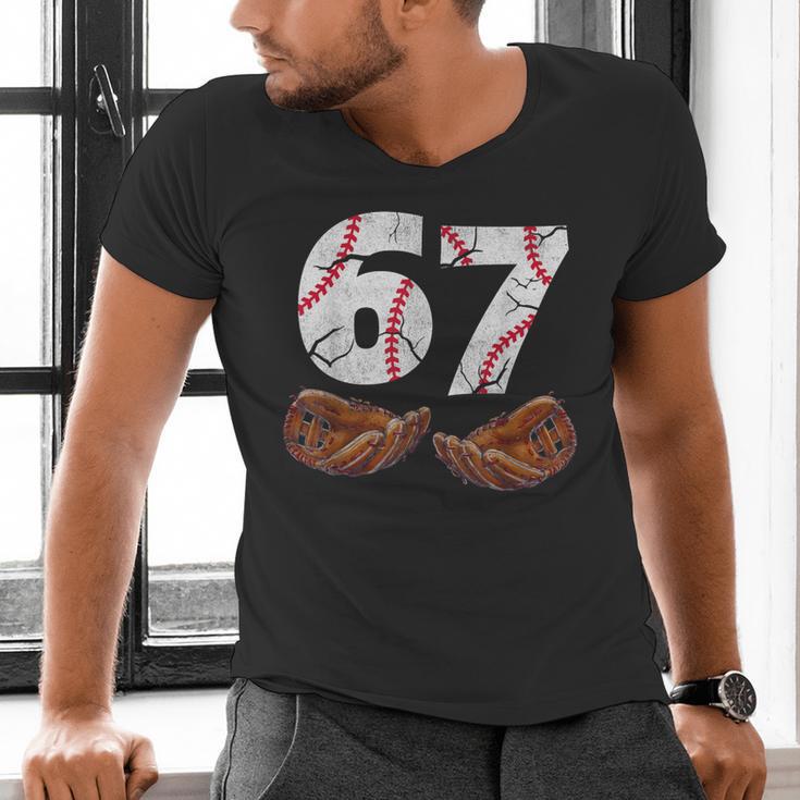 67 Trend Baseball Six Seven Number For Boys Men Men's V-Neck T-Shirt 67 Trend Baseball Six Seven Number For Boys Men Men's V-Neck T-Shirt