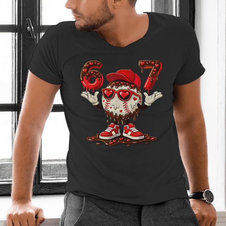 67 Valentine Day Baseball Chocolate Ice Cream Drip Men's V-Neck T-Shirt 67 Valentine Day Baseball Chocolate Ice Cream Drip Men's V-Neck T-Shirt