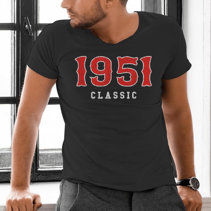 75 Year Old 1951 Classic Baseball Fan 75th Birthday Men's V-Neck T-Shirt