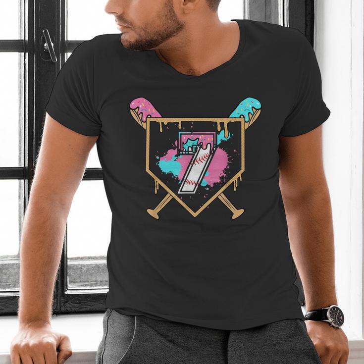 7th Birthday Baseball Bat Ice-Cream Drip 7yrs Old Boys Girls Men's V-Neck T-Shirt 7th Birthday Baseball Bat Ice-Cream Drip 7yrs Old Boys Girls Men's V-Neck T-Shirt