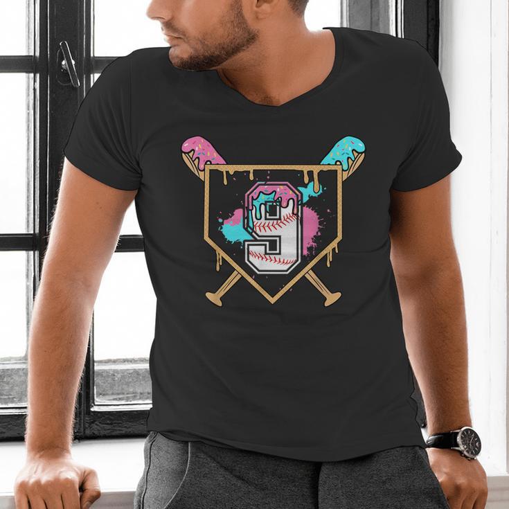 9th Birthday Baseball Bat Ice-Cream Drip 9yrs Old Boys Girls Men's V-Neck T-Shirt 9th Birthday Baseball Bat Ice-Cream Drip 9yrs Old Boys Girls Men's V-Neck T-Shirt