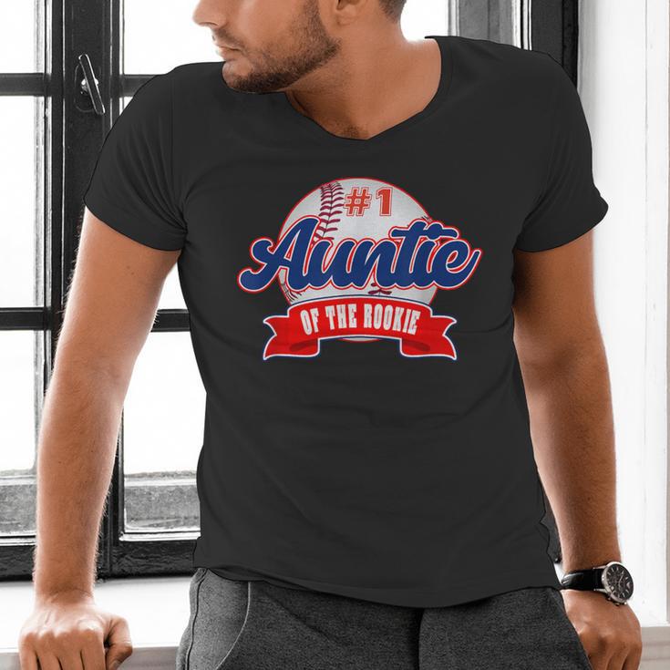 Auntie Rookie Of Year 1st Birthday Baseball Theme Matching Men's V-Neck T-Shirt