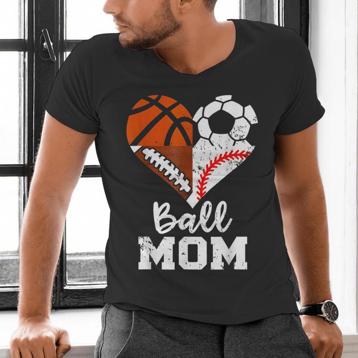 Ball Mom Heart Soccer Basketball Baseball Football Mom Men's V-Neck T-Shirt Ball Mom Heart Soccer Basketball Baseball Football Mom Men's V-Neck T-Shirt