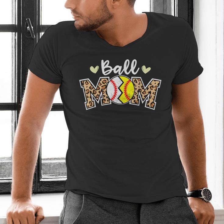 Ball Mom Leopard Baseball Softball Player Mom Men's V-Neck T-Shirt Ball Mom Leopard Baseball Softball Player Mom Men's V-Neck T-Shirt