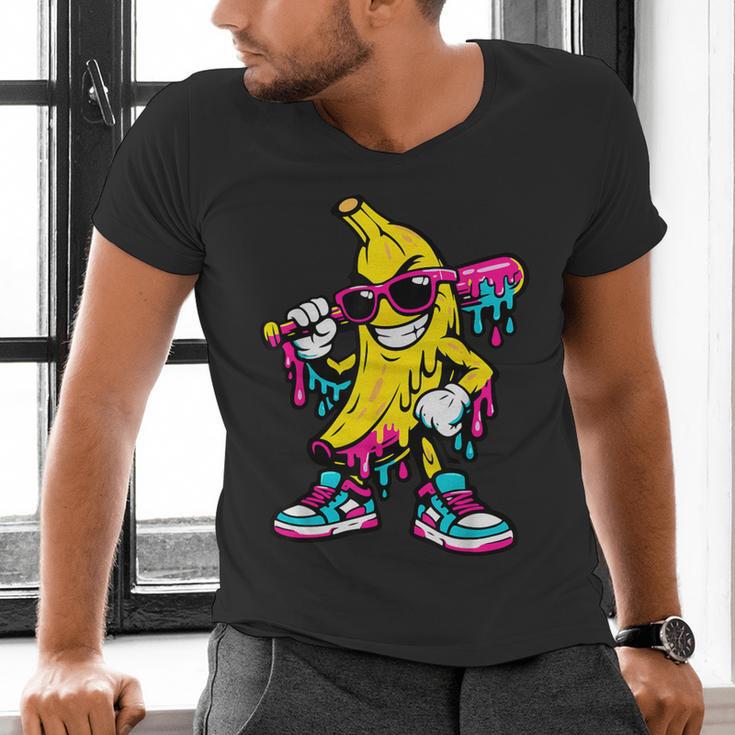 Banana Baseball Drip Men's V-Neck T-Shirt Banana Baseball Drip Men's V-Neck T-Shirt