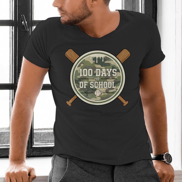 Baseball 100th Day Of School Camouflage Men's V-Neck T-Shirt Baseball 100th Day Of School Camouflage Men's V-Neck T-Shirt